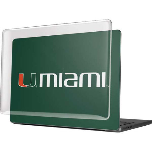 University of Miami Horizontal Mark on Green MacBook Pro 14in (2021-24) Case plus Skin